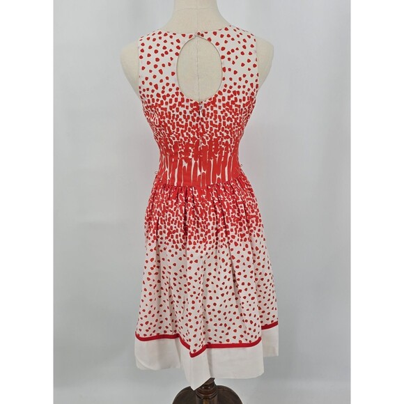 Eliza J Fit and Flare Dress Women's 4 Orange and Ivory - Picture 3 of 5